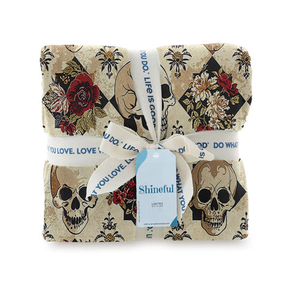 Shineful Fleece Blanket Elegant Skull Roses