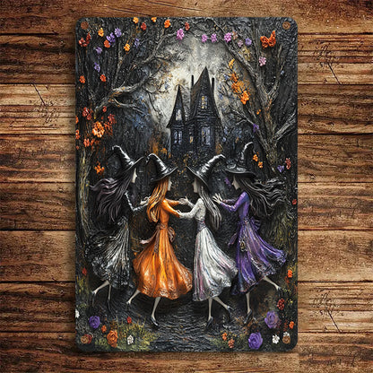 Shineful 2D Flat Print Metal Sign Little Witches Dancing