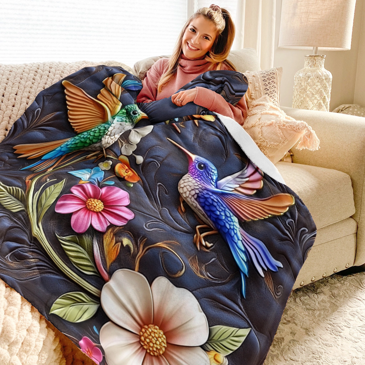 Shineful Fleece Blanket Hummingbird Dream