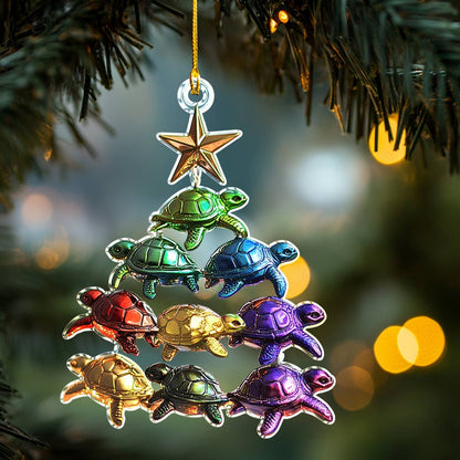 Shineful 2D Acrylic Ornament Turtle Christmas Tree