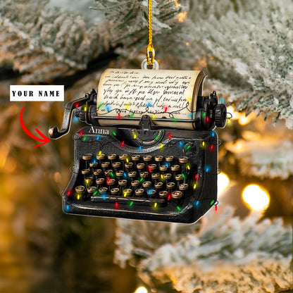 Shineful 2D Acrylic Ornament Personalized Christmas Typewriter