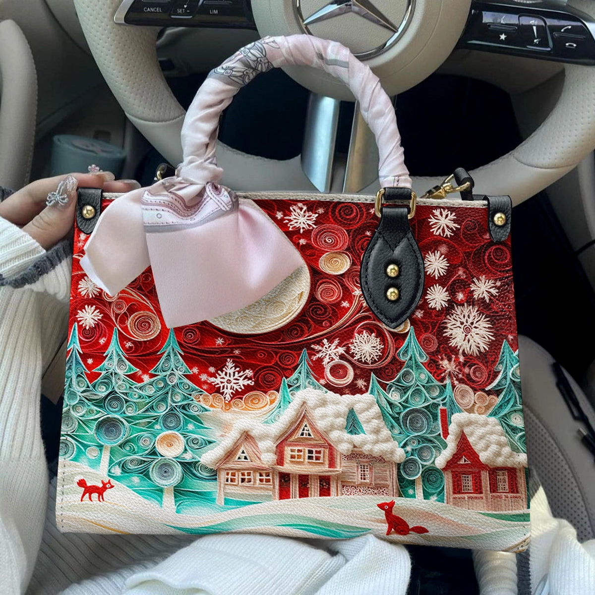 Shineful Leather Bag Christmas Village