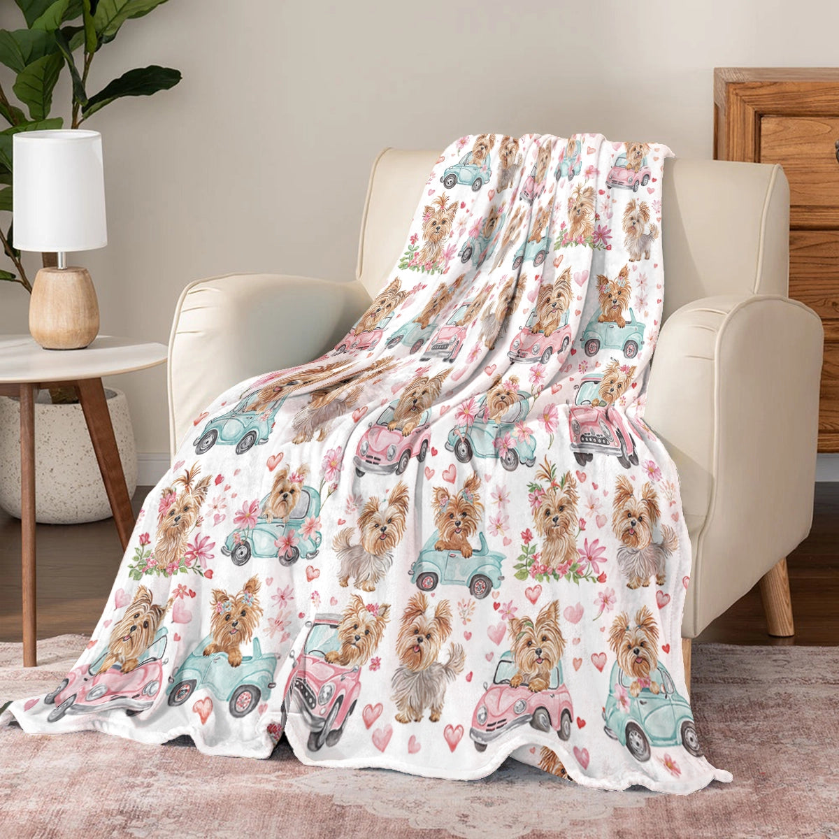 Shineful Fleece Blanket Yorkie Love