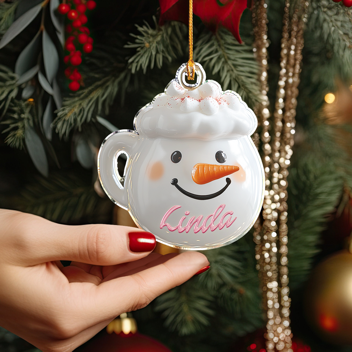 Shineful Personalized 2D Acrylic Ornament Charming Christmas Festive Cup