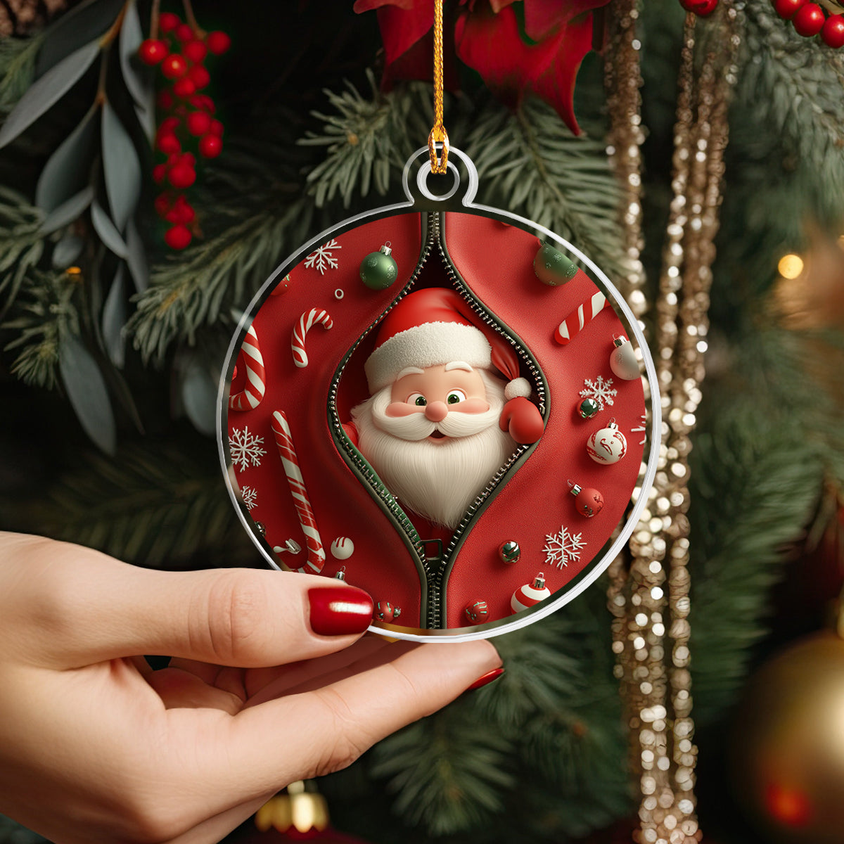 Shineful 2D Acrylic Ornament - Santa Surprise Christmas