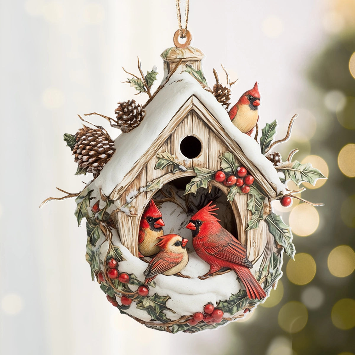 Shineful 2D Acrylic Ornament - Cardinal Cozy Family