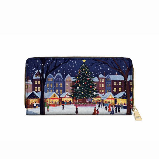 Glänzende Leder-Clutch-Geldbörse mit Trageriemen, Weihnachtsmarkt