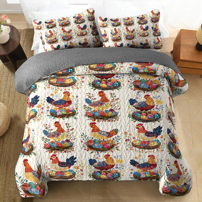 Shineful All Season Quilt 3-Piece Set - Chicken & Egg Nest