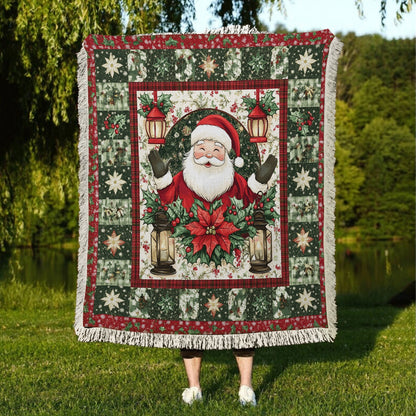 Shineful Woven Tapestry Throw Blanket Santa’s Holiday Cheer