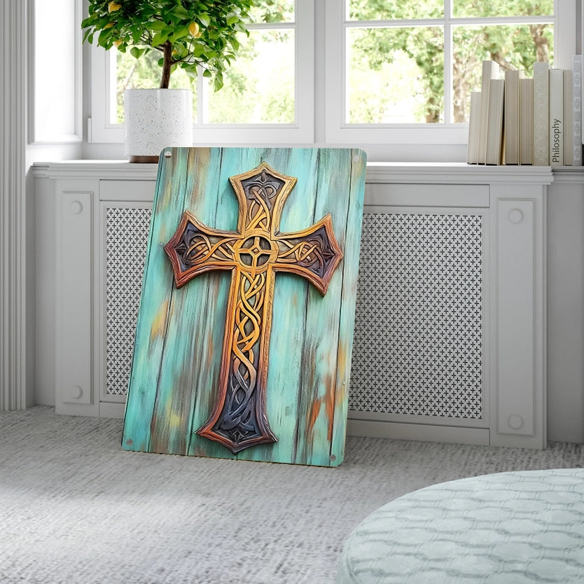 Shineful 2D Metal Sign Vintage Wooden Cross