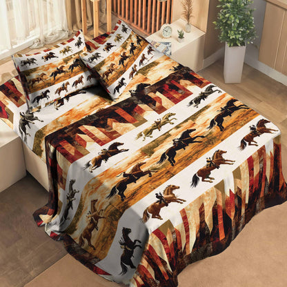 Shineful 4-Piece Bed Sheet Set Western Adventure