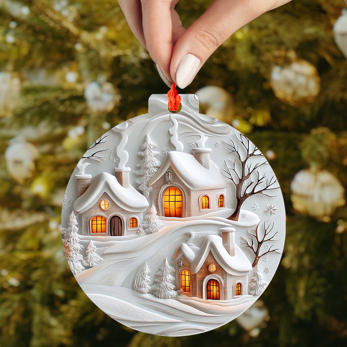 Shineful 2D Acrylic Ornament Snowy Night