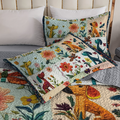 Shineful All Season Quilt 3-Piece Set - Springtime Dachshund & Blooms