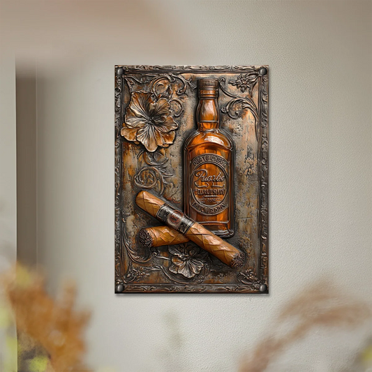 Shineful 2D Metal Sign Vintage Whiskey & Cigar