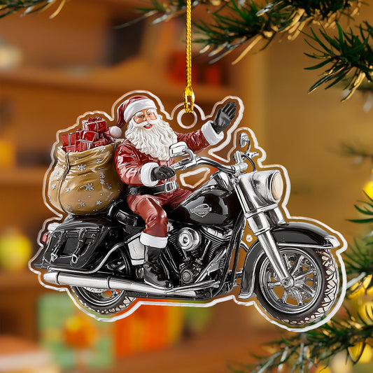 Glänzendes 2D-Ornament aus Acryl – Santas Weihnachts-Roadster 