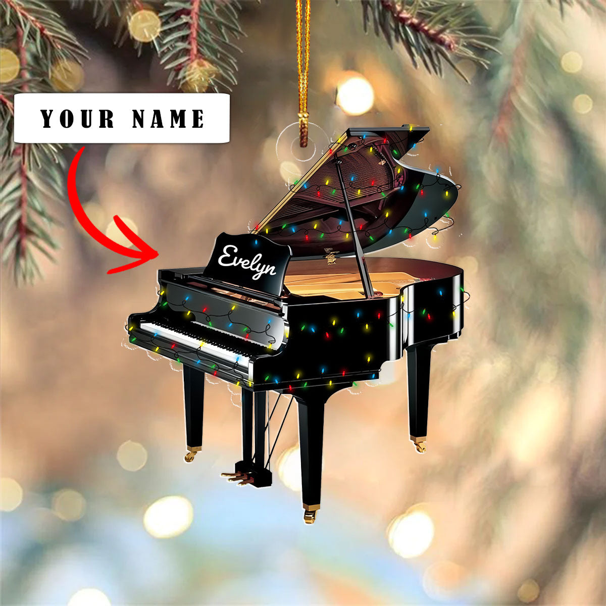 Shineful 2D Acrylic Ornament - Personalized Grand Piano Collection