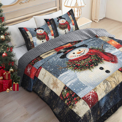 Shineful All Season Quilt 3-Piece Set Cheery Snowman