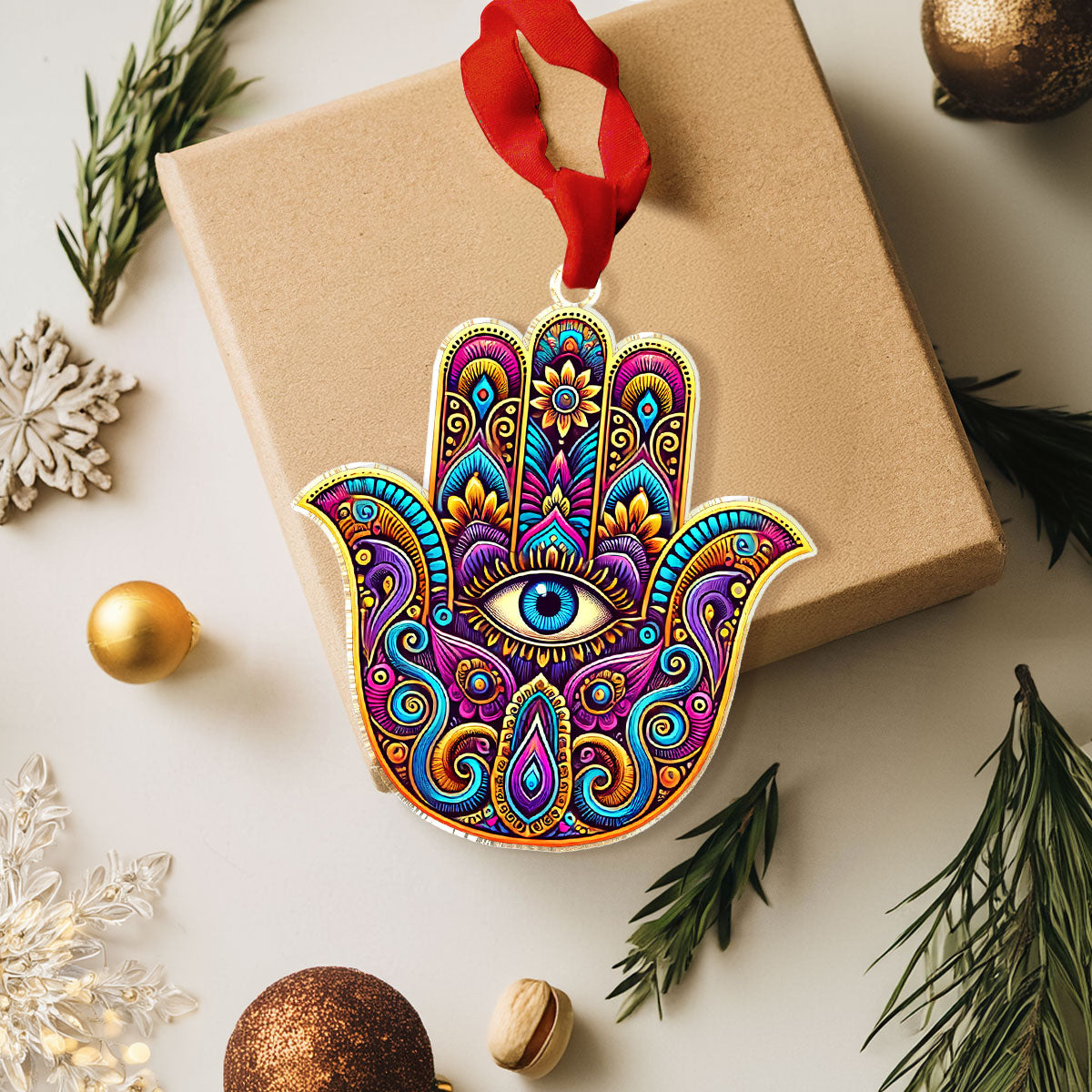 Glänzendes 2D-Acryl-Ornament – Hamsa-Hand