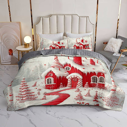 Shineful All Season Quilt 3-Piece Set Sweet House Christmas