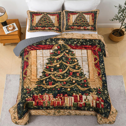 Shineful All Season Quilt 3-Piece Set Christmas Tree Holiday