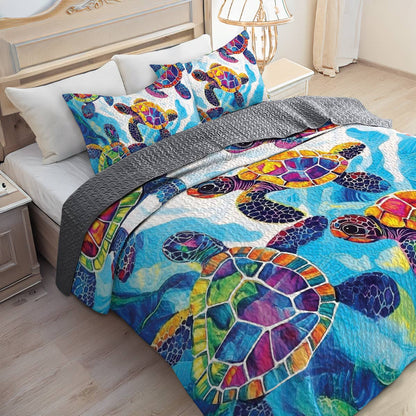 Shineful All Season Quilt 3-Piece Set Sea Turtle Snuggle