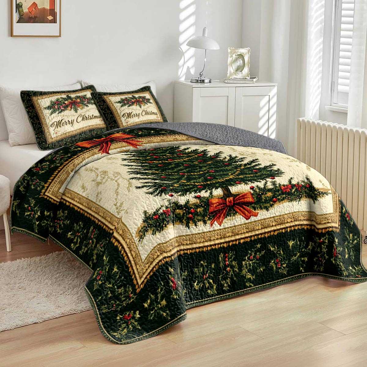 Shineful All Season Quilt 3-Piece Set Elegant Tree