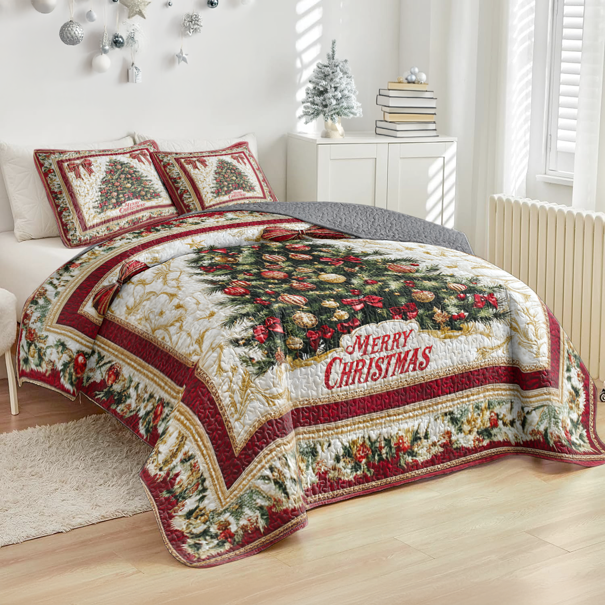 Shineful All Season Quilt 3-Piece Set Grand Christmas Tree