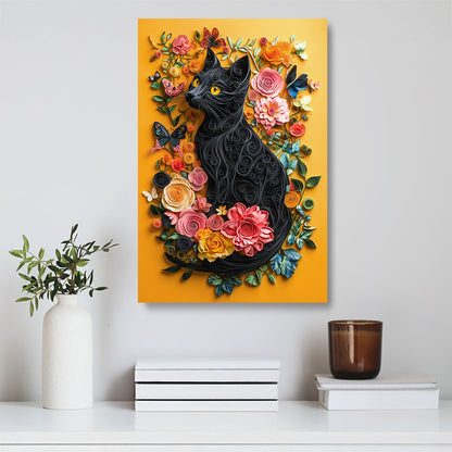 Shineful 2D Metal Sign Black Cat Blooms