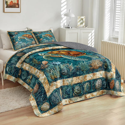 Shineful All Season Quilt 3-Piece Set Underwater Turtle