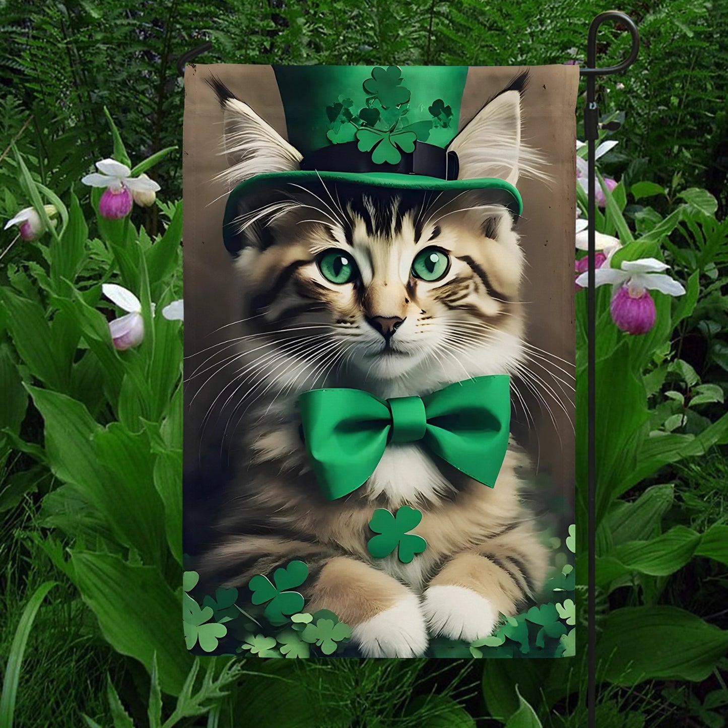 Shineful Garden Flag 12" x 18" Irish Cat Parade