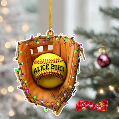 Shiny 2D Acryl Ornament personalisierte Softball Urlaub 