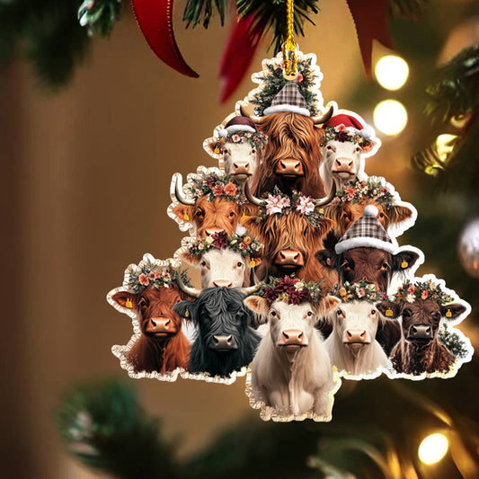 Shineful 2D Acrylic Ornament Merry Christmas Cows