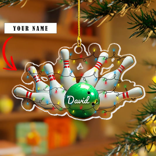 Shineful 2D Acrylic Ornament - Personalized Bowling Collection