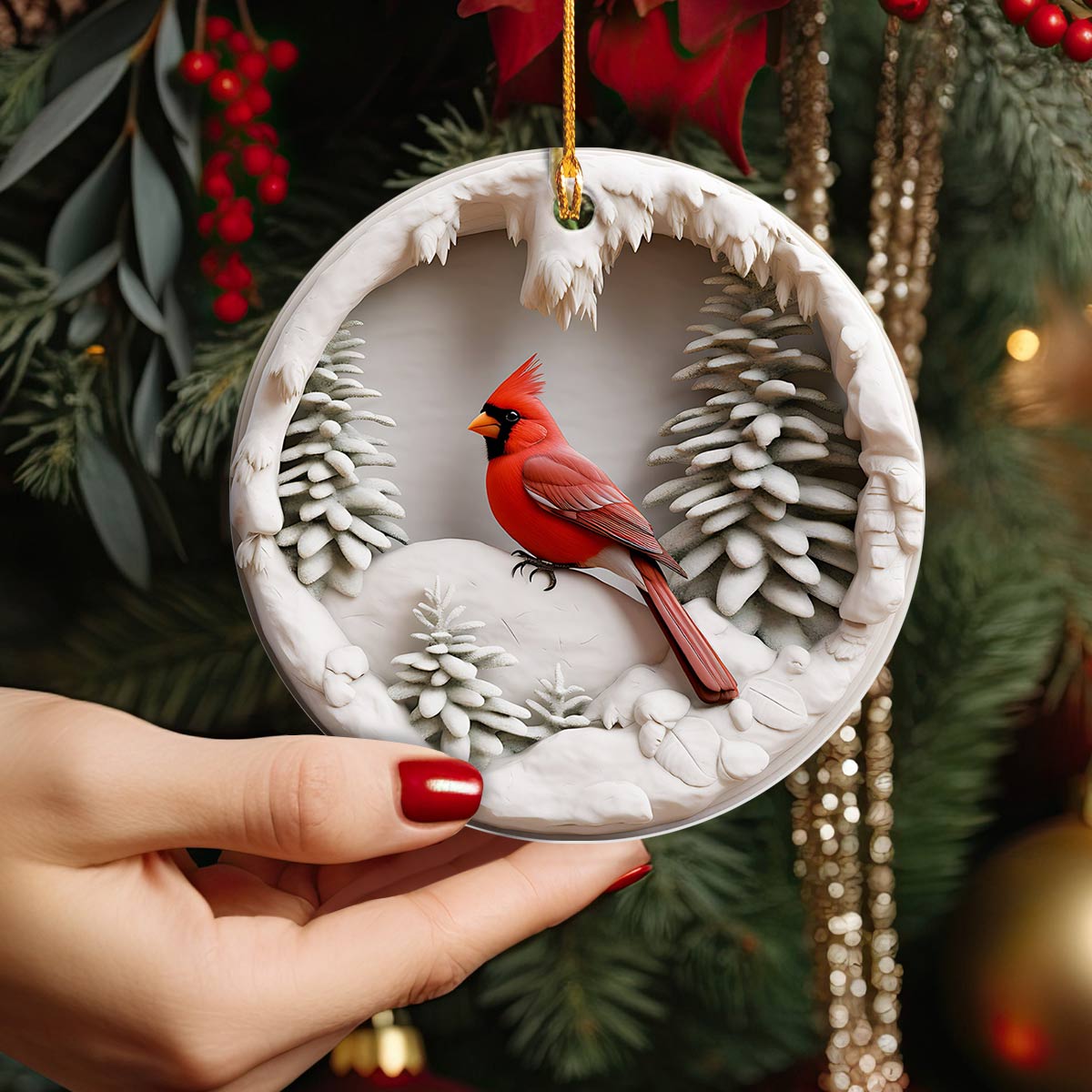 Shineful 2D Acrylic Ornament Cardinal Christmas