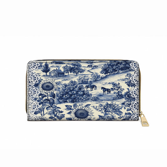 Shineful Leather Clutch Purse With Wristlet Strap Handle Texas Countryside Bloom