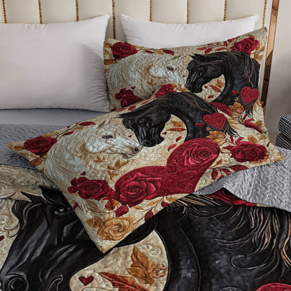 Shineful Flat Print All Season Quilt 3-Piece Set - Romantic Horse Valentine