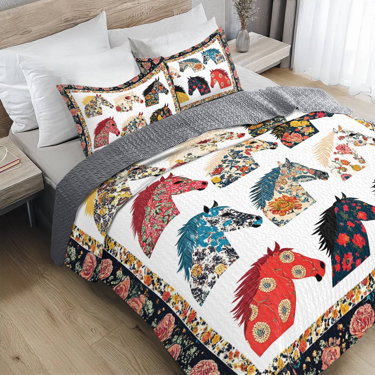 Shineful All Season Quilt 3-Piece Set Boho Stallion