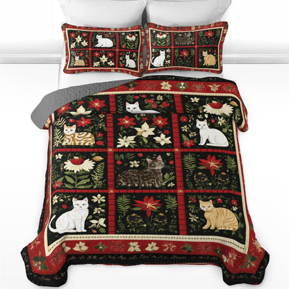 Shineful All Season Quilt 3-Piece Set Winter Catscape