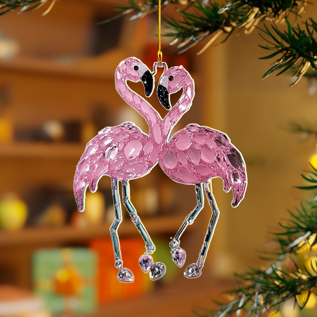 Shineful 2D Acrylic Ornament - Flamingo Sparkle