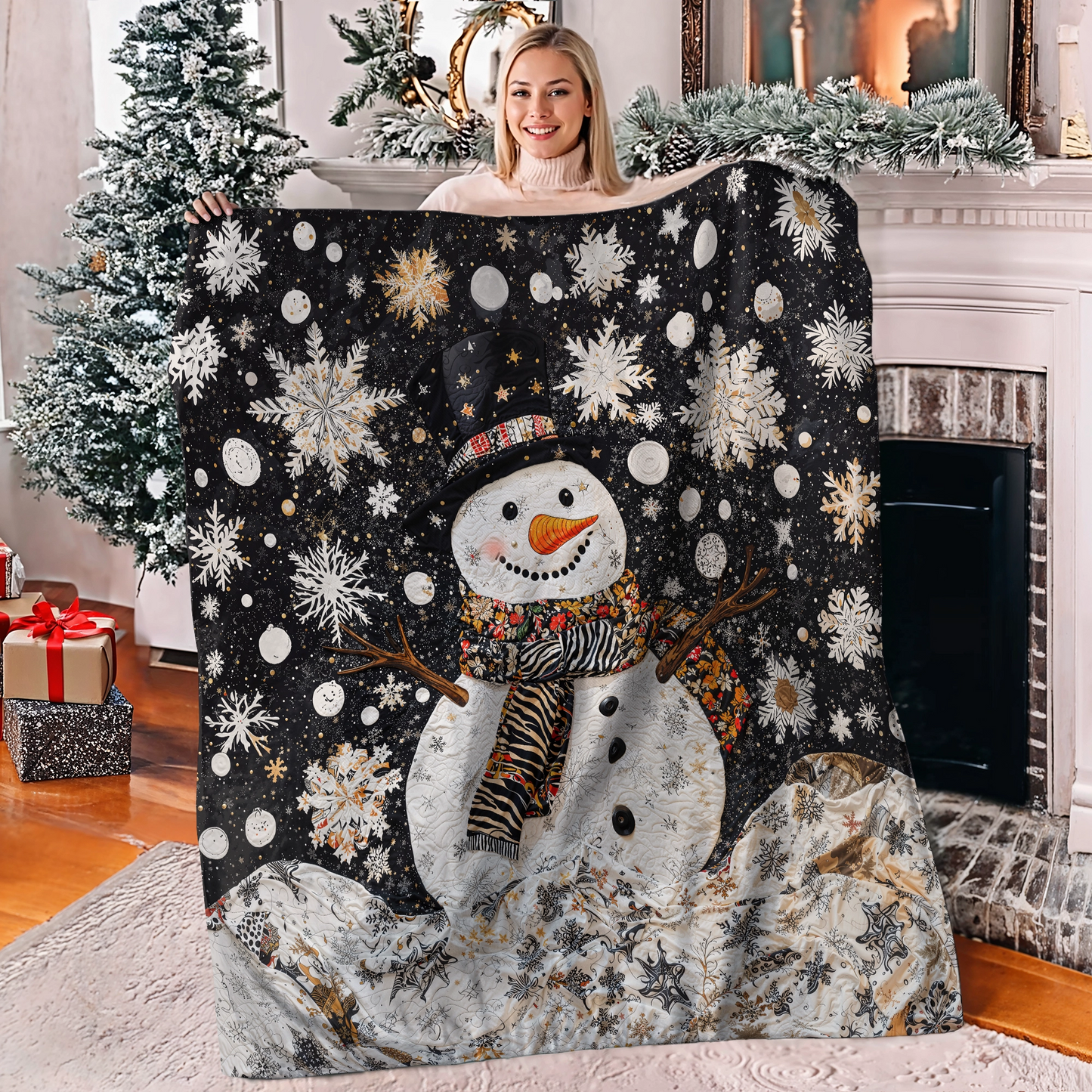 Shineful Fleece Blanket Winter Wonderland Snowman