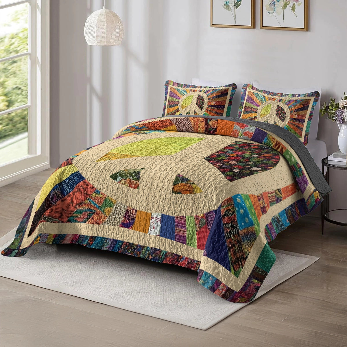 Shineful All Season Quilt 3-Piece Set - Patchwork Peace Hippie