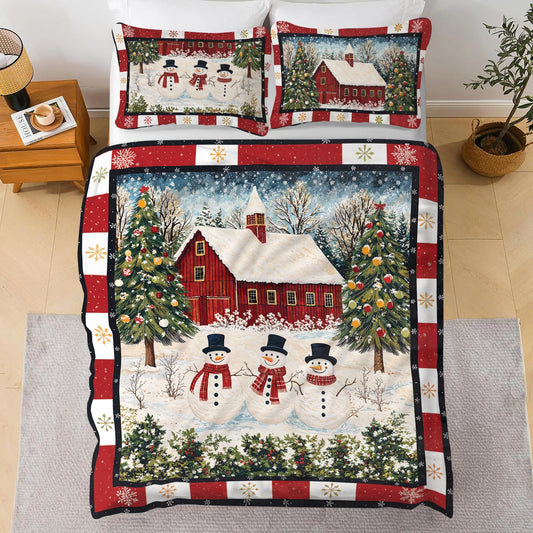 Shineful 3 Pieces Duvet Cover Set Country Christmas Charm