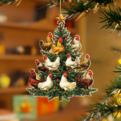 Shineful 2D Acrylic Ornament - Festive Chicken