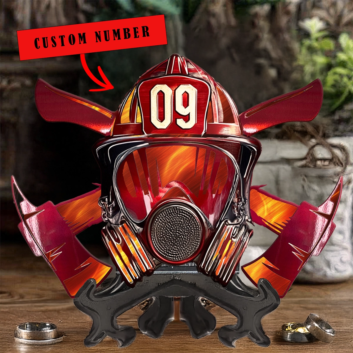 Shineful 2D Wooden Plaque, Hanging Decor, Door Sign - Personalized Firefighter's Pride Helmet Sign