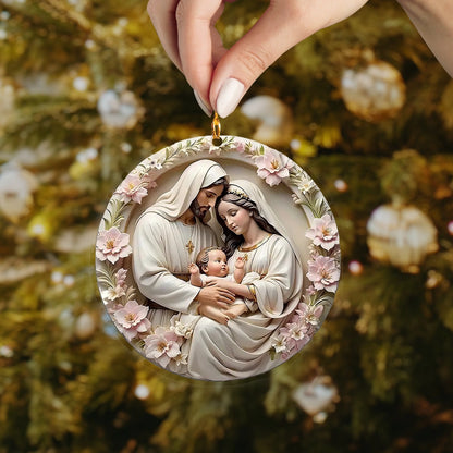 Shineful 2D Acrylic Ornament Holy Family Floral Wreath