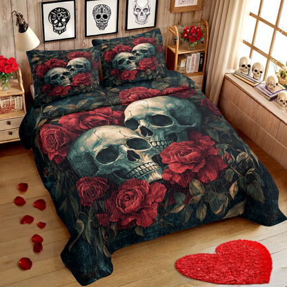 Shineful All Season Quilt 3-Piece Set - Eternal Rose Skull