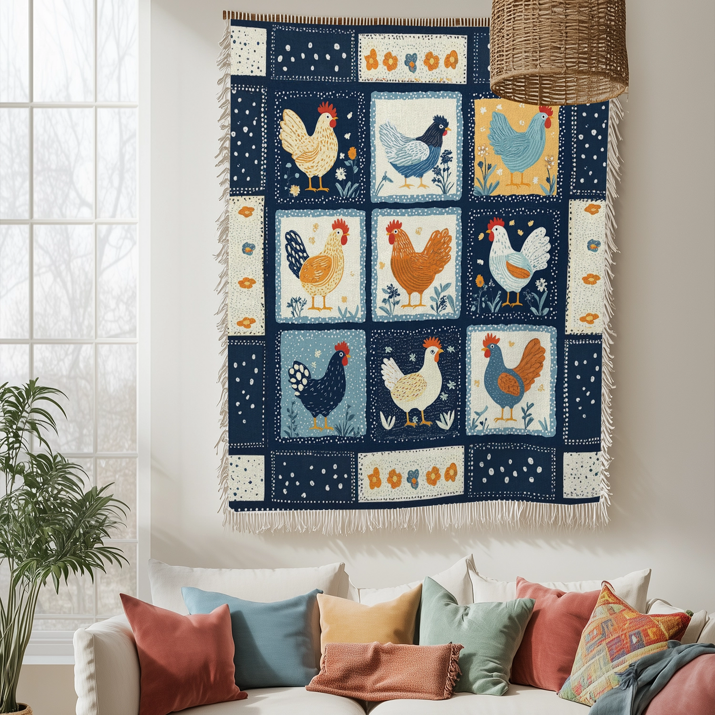 Shineful Woven Tapestry Throw Blanket Farmyard Friends