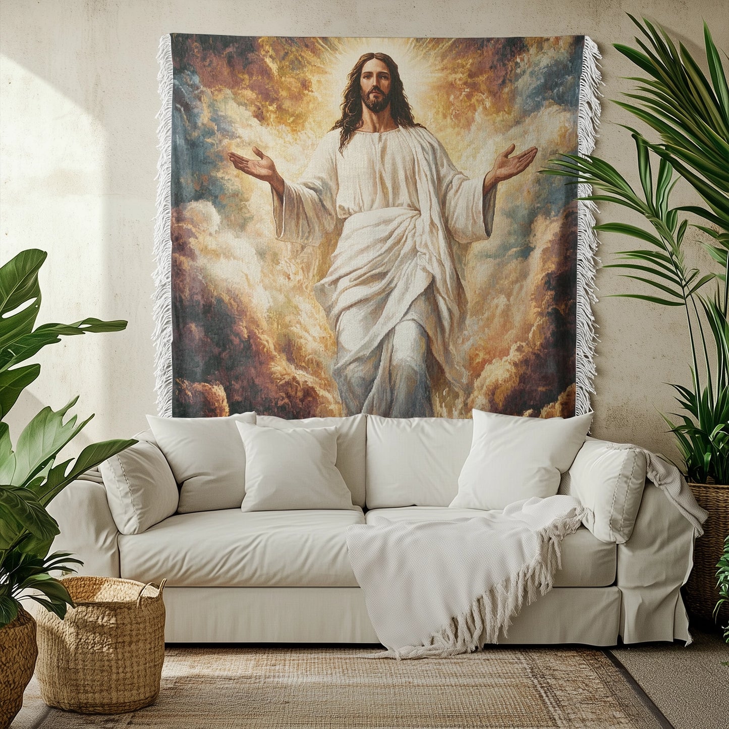 Shineful Woven Tapestry Throw Blanket Divine Presence