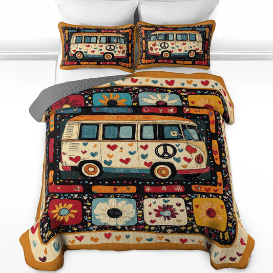 Shineful All Season Quilt 3-Piece Set - Peaceful Journey Hippie