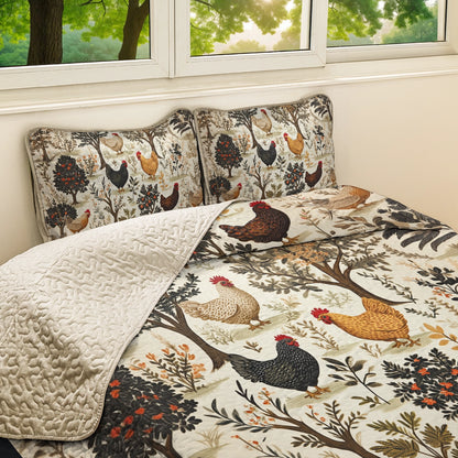 Shineful All Season Quilt 3-Piece Set Chicken Country Harvest